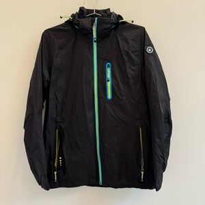 Black Jacket with Blue Accents